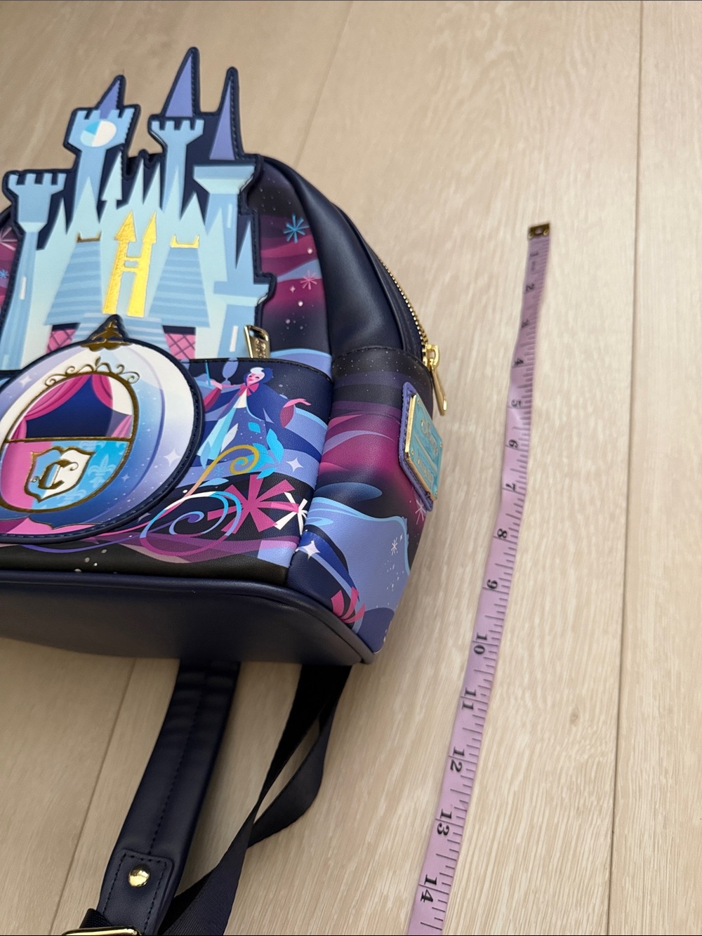 Loungefly Castle Carriage Mini Backpack - Navy, Light Blue, Purple - Picture 9 of 12